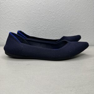 Rothy's The Point Navy Blue Knitted Slip On Ballet Flats